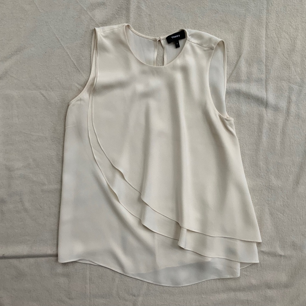 Theory white silk top size P